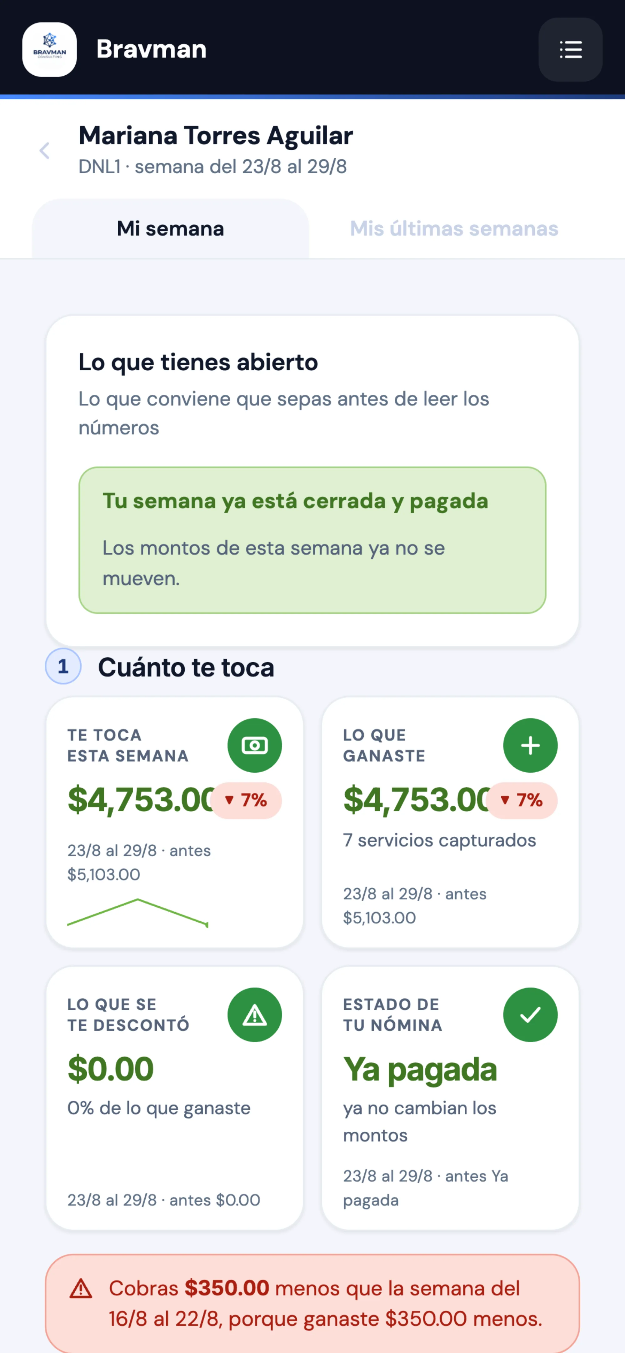 El recibo en el teléfono del conductor